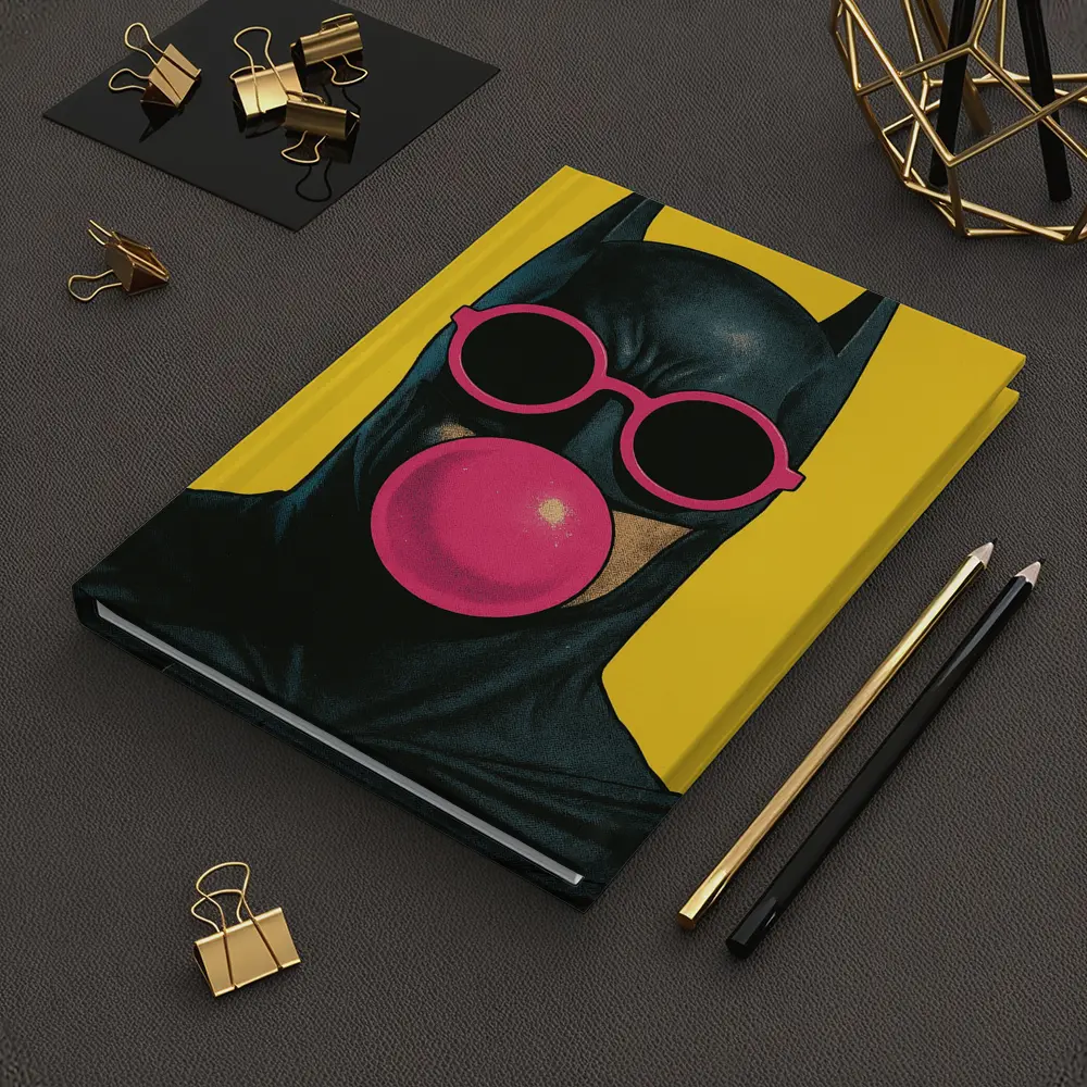 Batman Pink Sunglasses Bubblegum Yellow Background – Notebooks