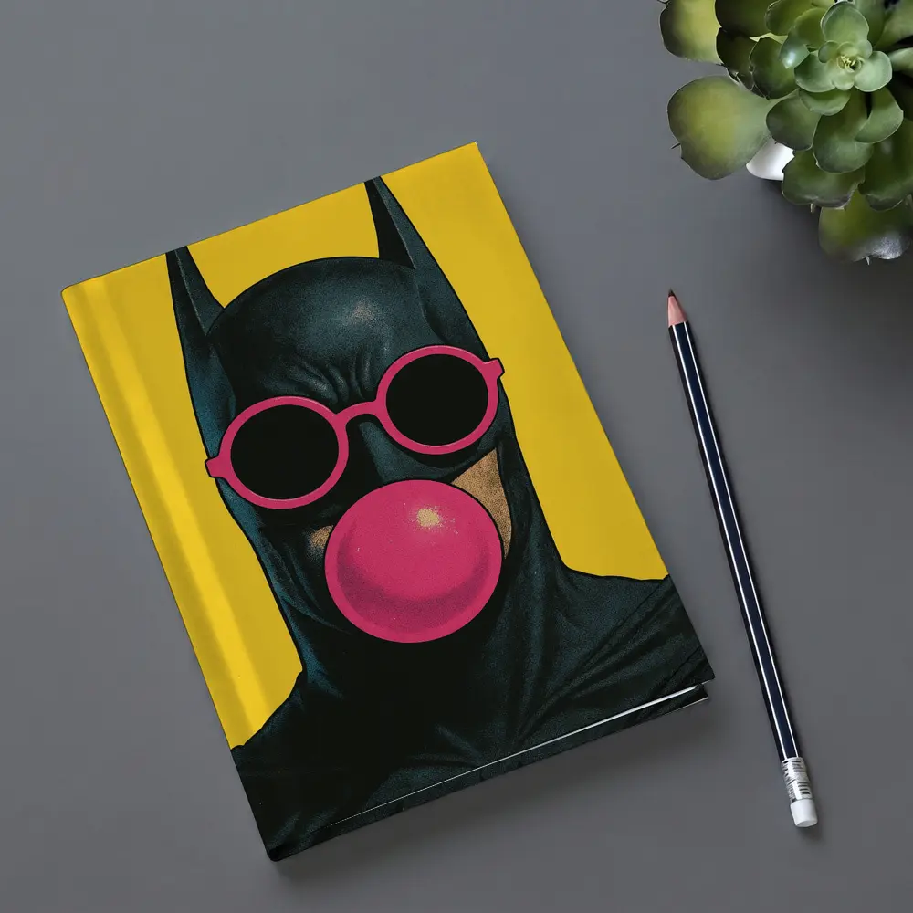 Batman Pink Sunglasses Bubblegum Yellow Background – Notebooks