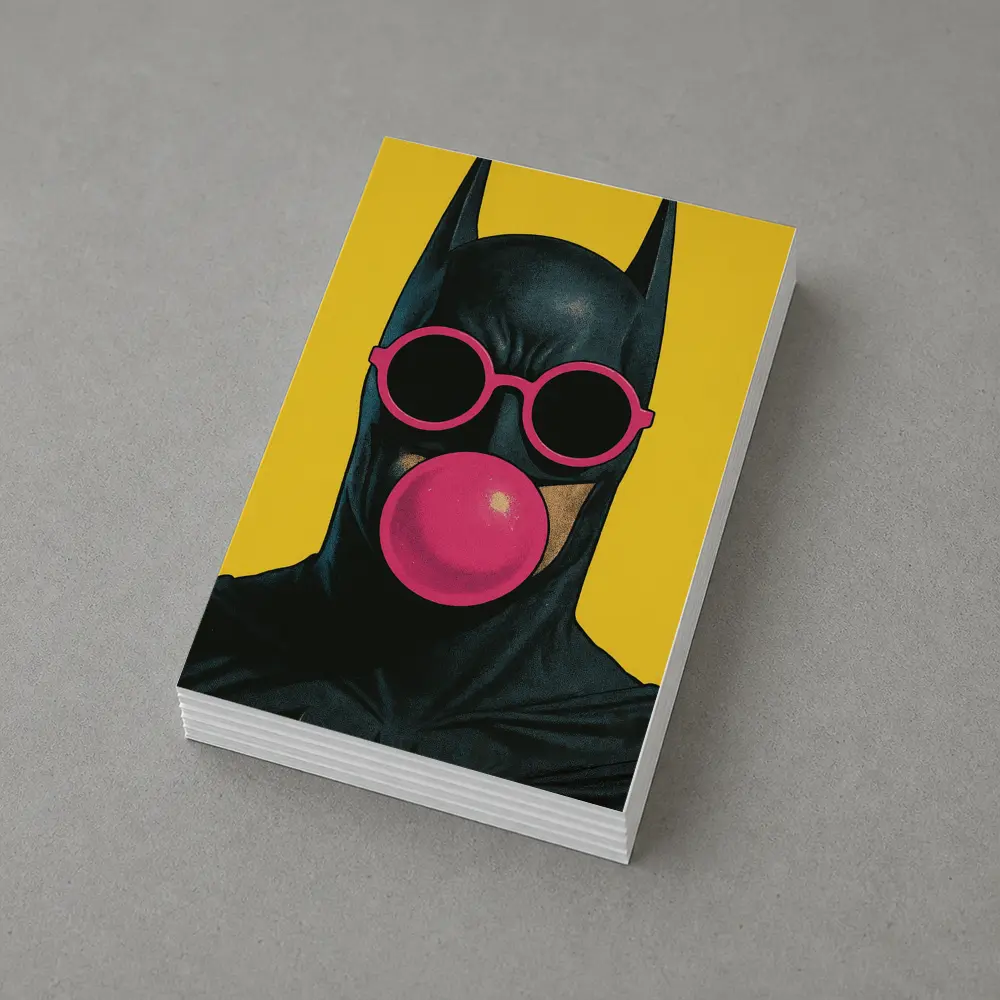 Batman Pink Sunglasses Bubblegum Yellow Background – Postcards