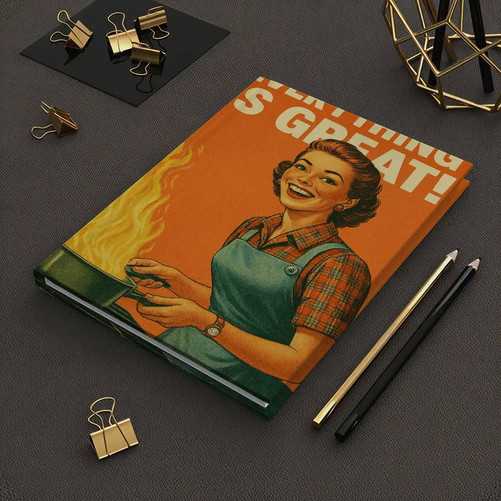 Everything Is Great Retro Housewife Kitchen Fire – Notebooks