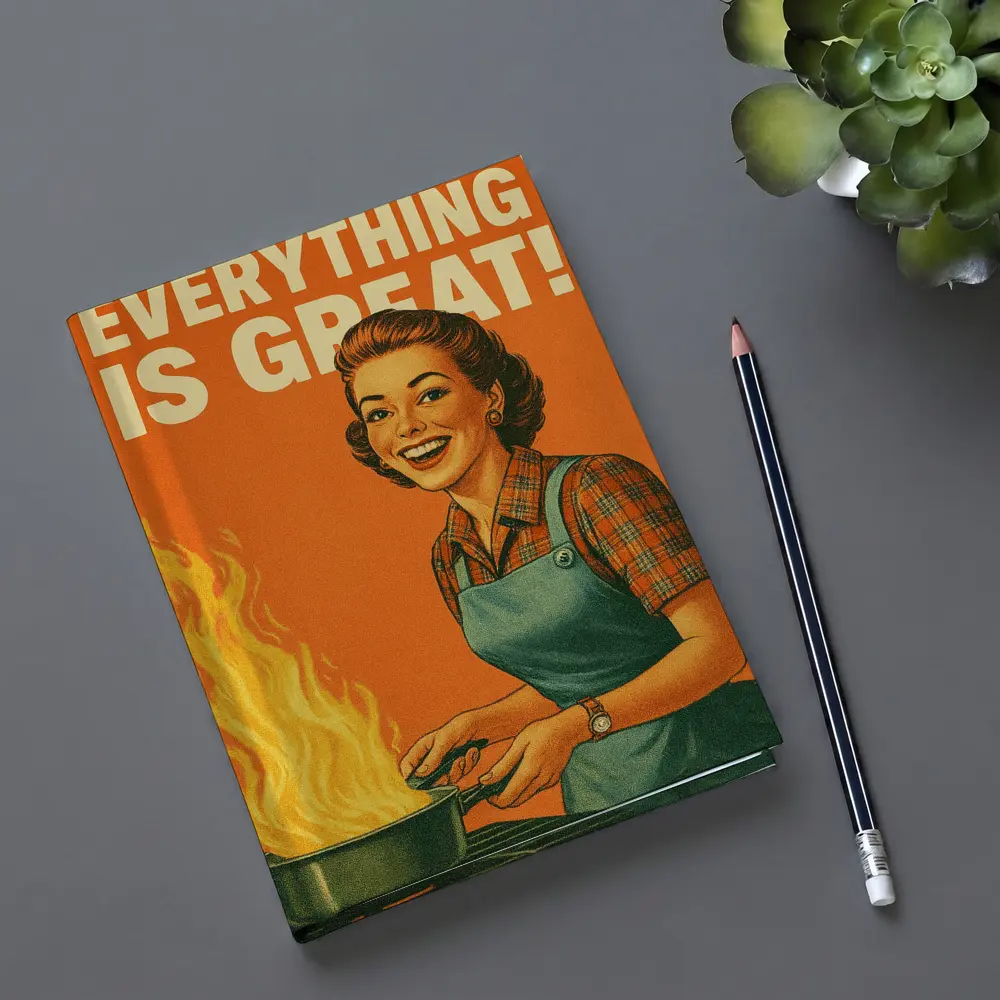 Everything Is Great Retro Housewife Kitchen Fire – Notebooks