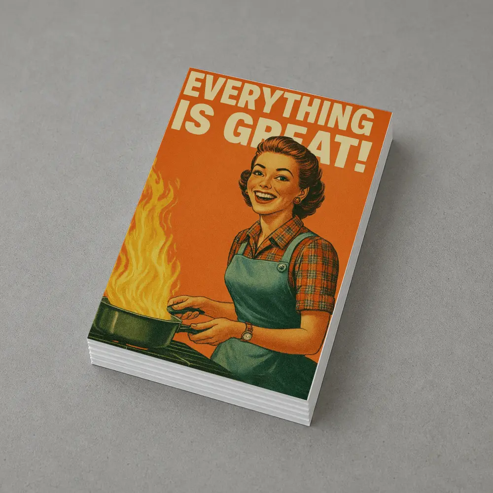 Everything Is Great Retro Housewife Kitchen Fire – Postcards