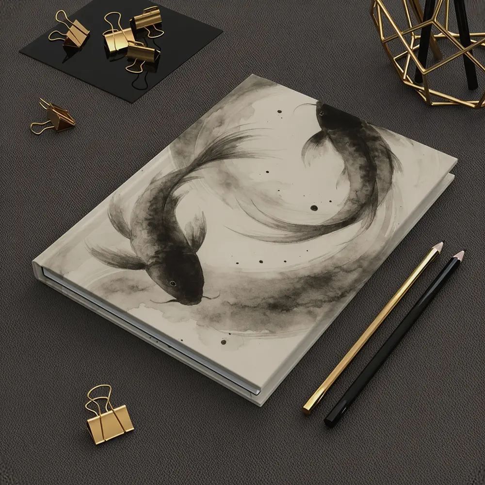Two Koi Fish Japanese Ink Wash Art – Notebooks