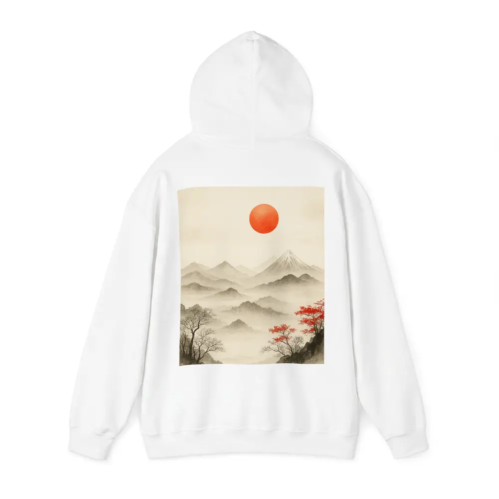 Japanese Ink Painting Mount Fuji Red Sun – Hoodies