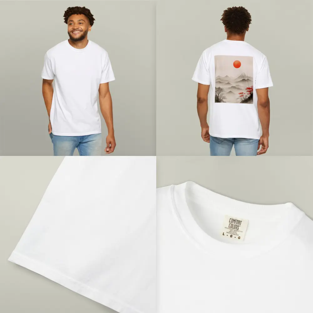 Japanese Ink Painting Mount Fuji Red Sun – T-Shirts