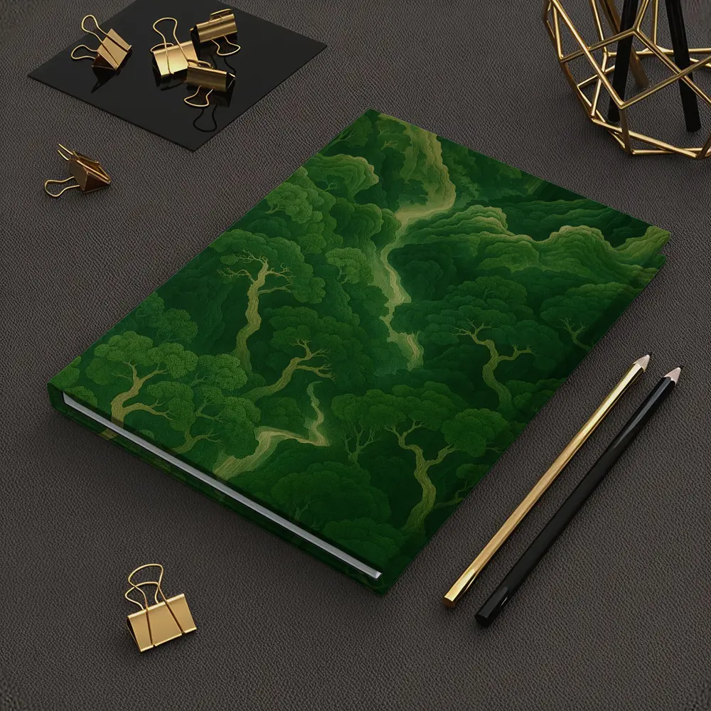 Japanese Minimal Forest Green Trees Aerial View – Notebooks