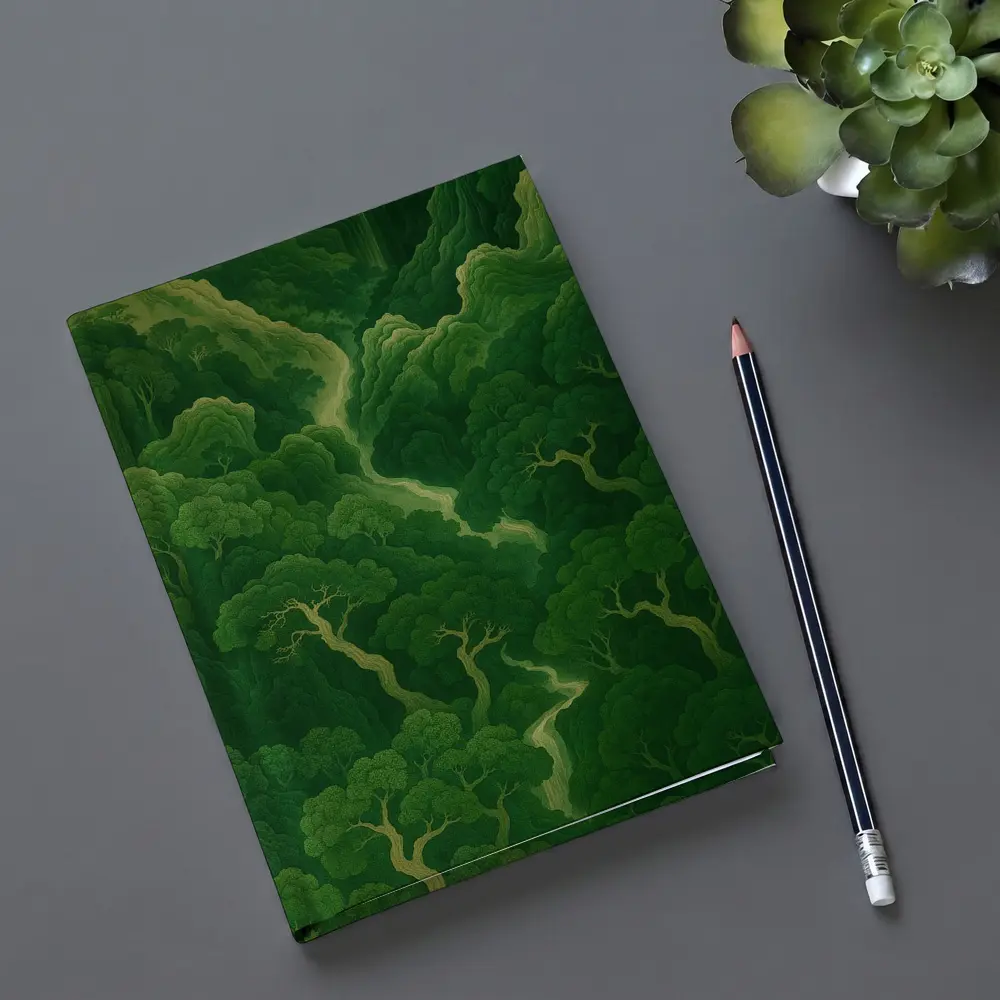 Japanese Minimal Forest Green Trees Aerial View – Notebooks