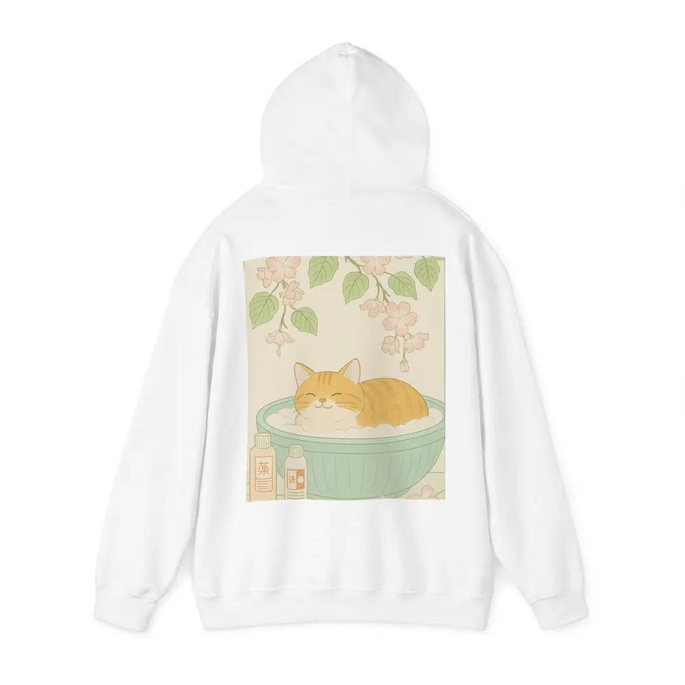 Orange Cat Bathing Cherry Blossoms Japanese Style – Hoodies