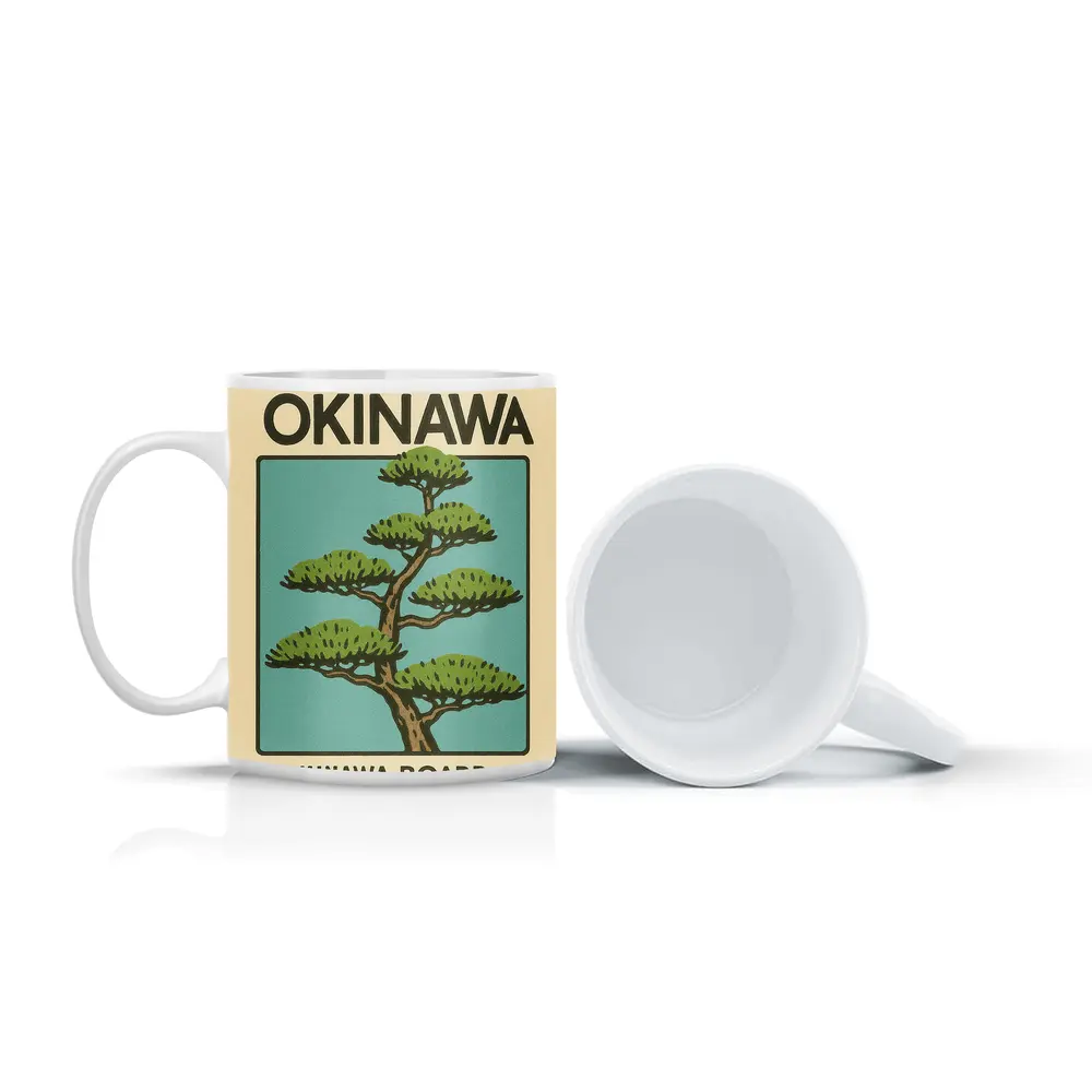 Okinawa Japan Pine Tree Tourism Retro Art – Mugs