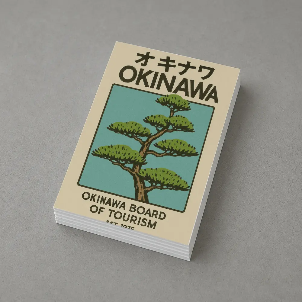 Okinawa Japan Pine Tree Tourism Retro Art – Postcards
