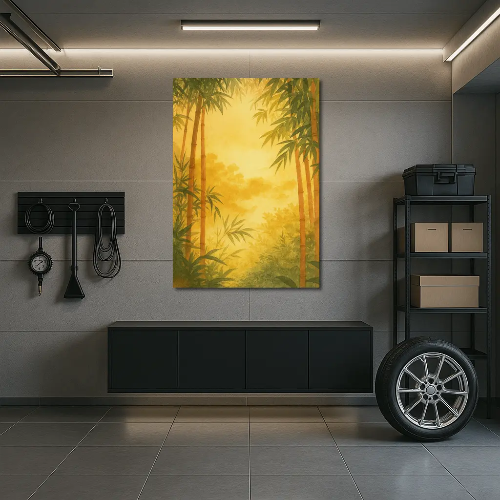 Golden Bamboo Forest Watercolor Japanese Art – Wall Art