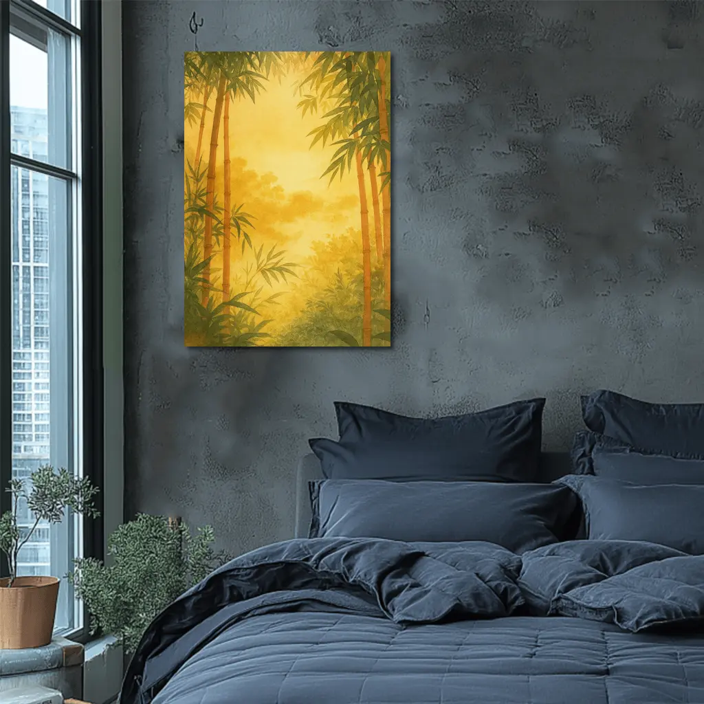 Golden Bamboo Forest Watercolor Japanese Art – Wall Art