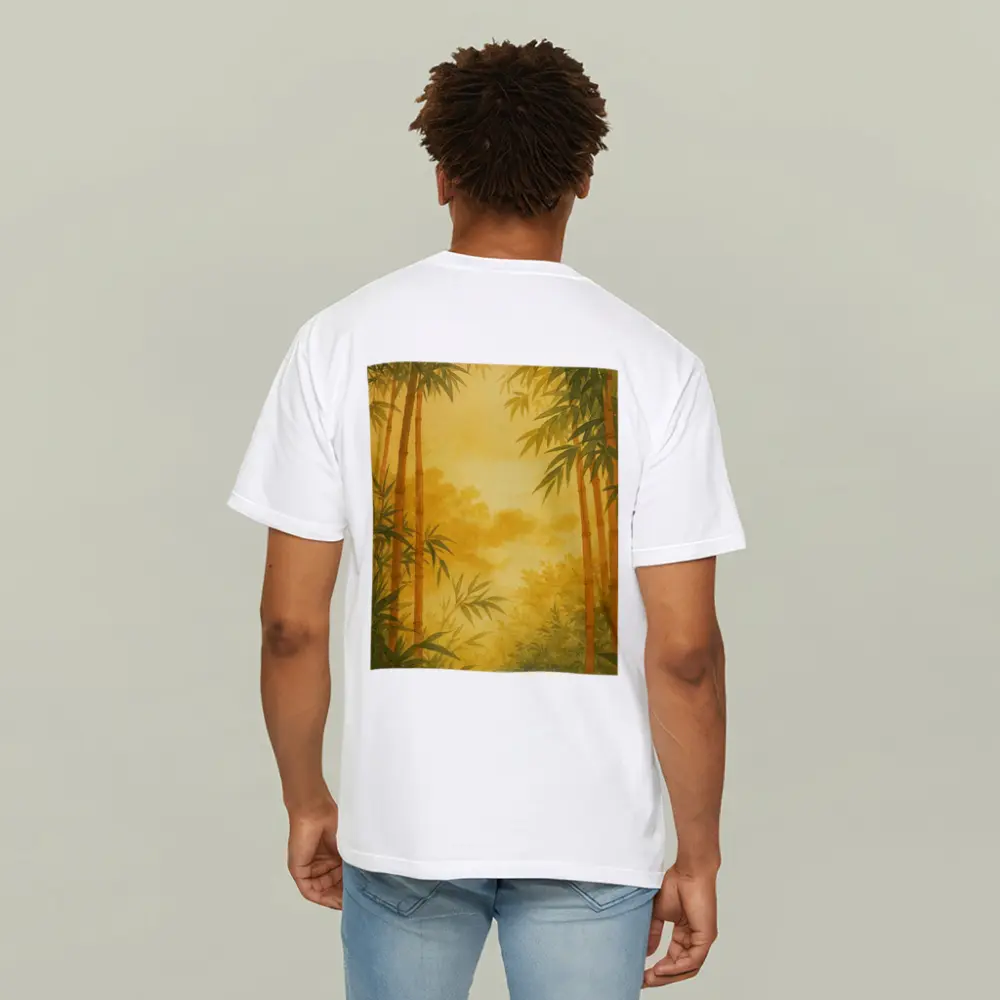 Golden Bamboo Forest Watercolor Japanese Art – T-Shirts