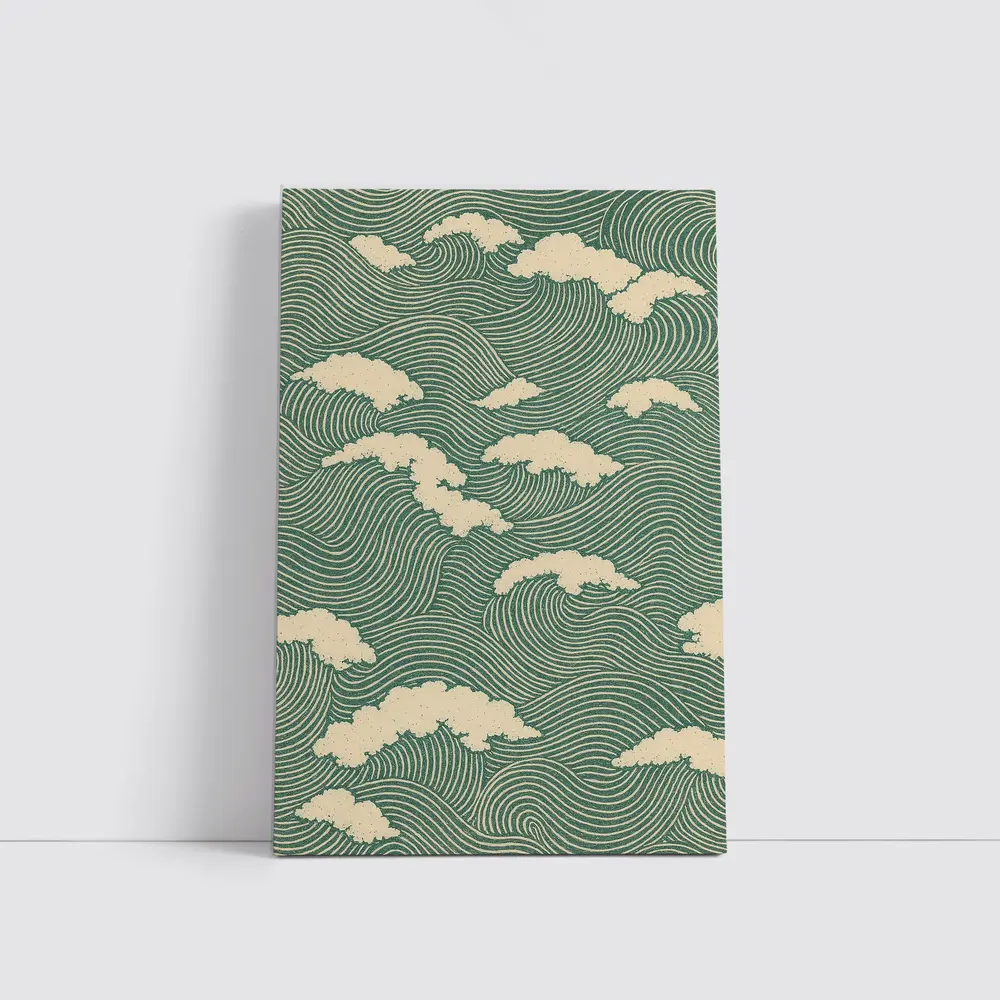 Japanese Minimal Waves and Clouds Pattern – Wall Art