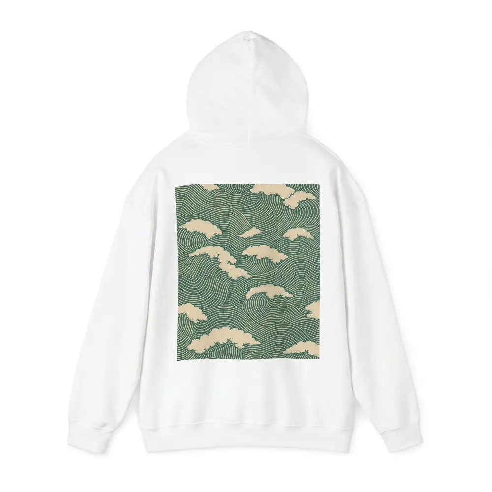 Japanese Minimal Waves and Clouds Pattern – Hoodies