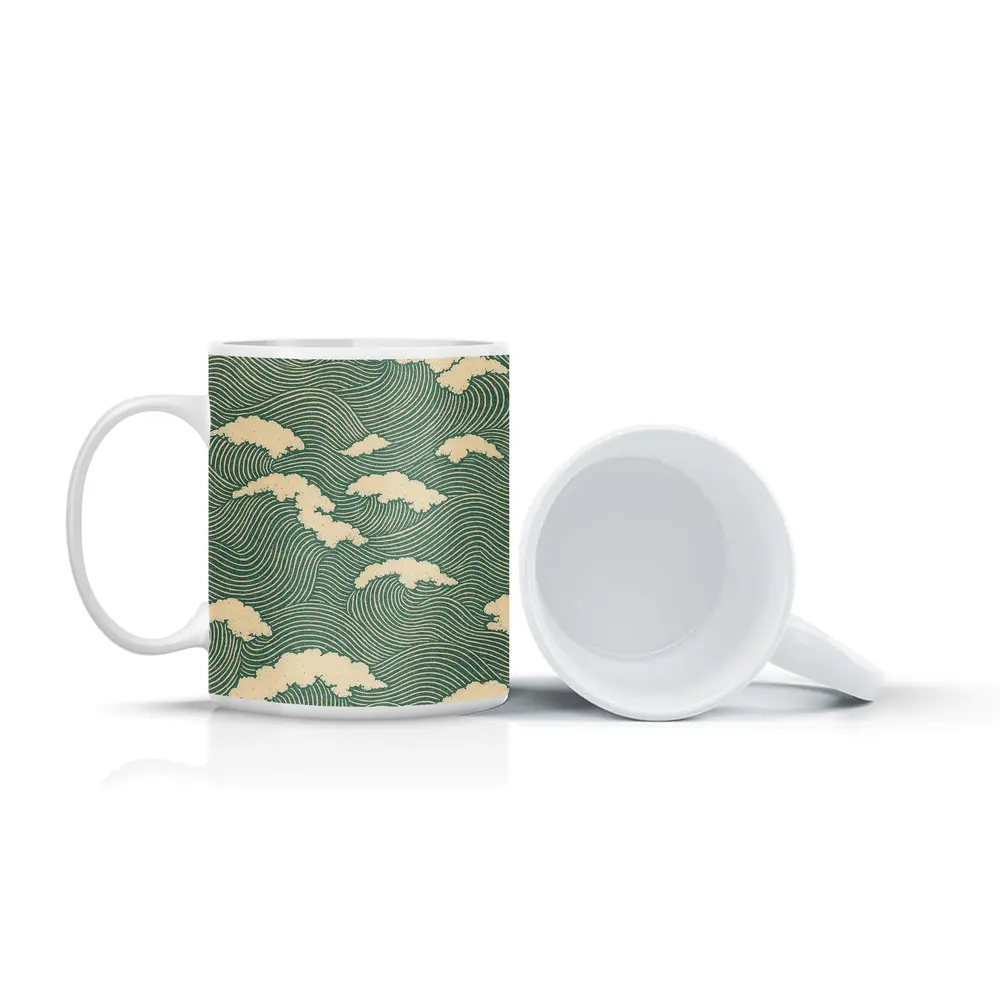 Japanese Minimal Waves and Clouds Pattern – Mugs