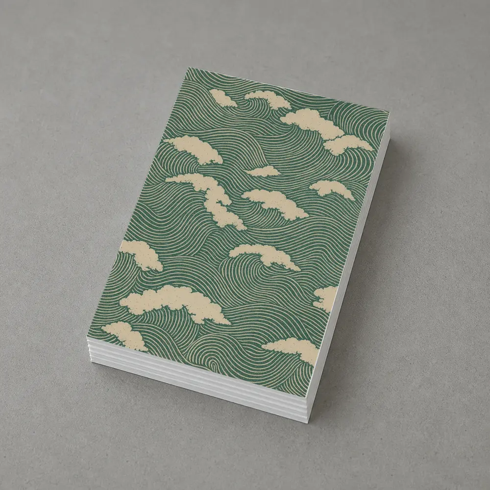 Japanese Minimal Waves and Clouds Pattern – Postcards