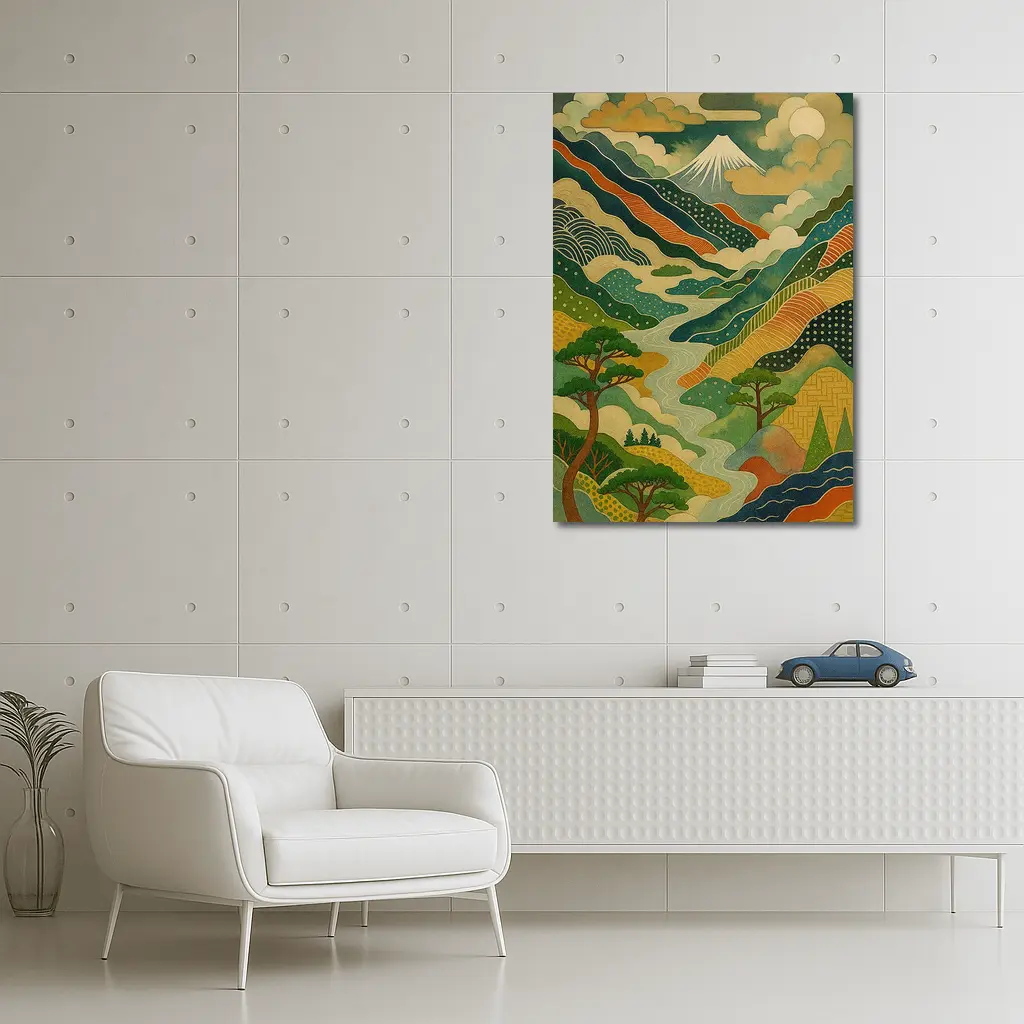 Japanese Woodblock Art Mount Fuji River Landscape – Wall Art