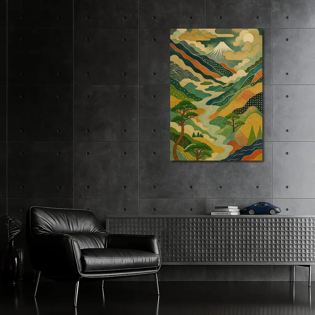 Japanese Woodblock Art Mount Fuji River Landscape – Wall Art