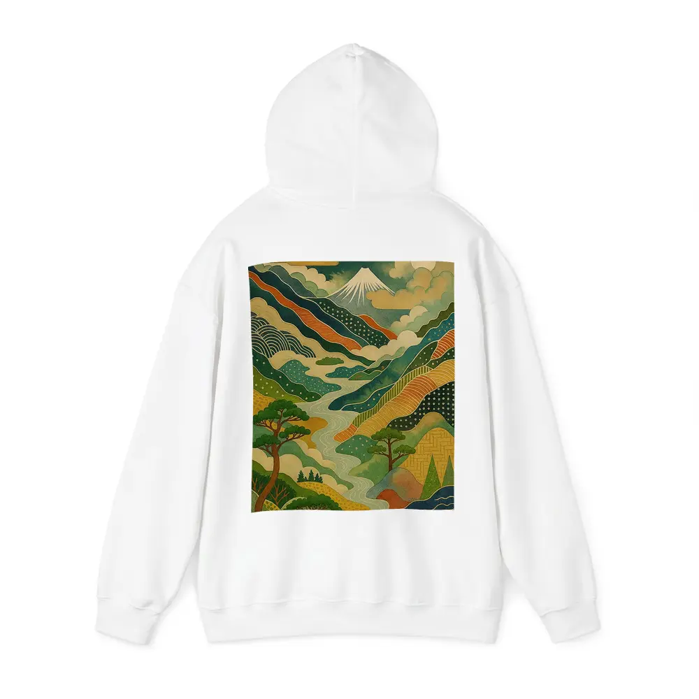 Japanese Woodblock Art Mount Fuji River Landscape – Hoodies