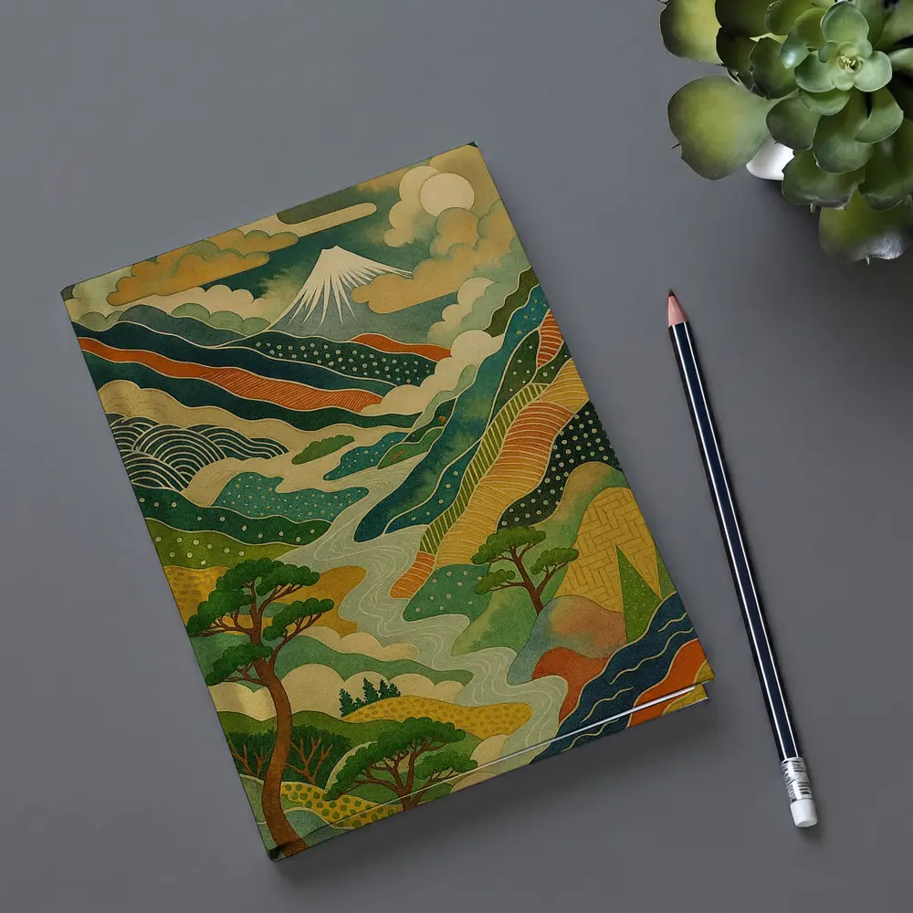 Japanese Woodblock Art Mount Fuji River Landscape – Notebooks
