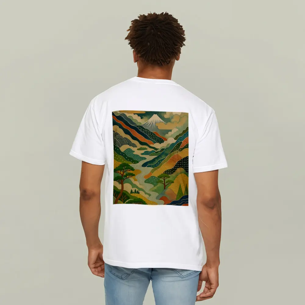 Japanese Woodblock Art Mount Fuji River Landscape – T-Shirts