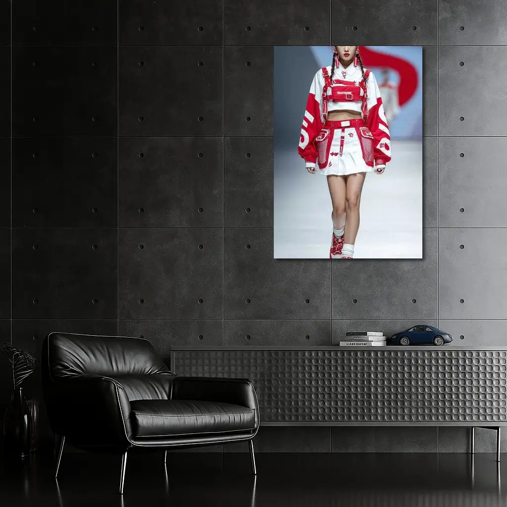 Red White Streetwear Fashion Model Runway – Wall Art