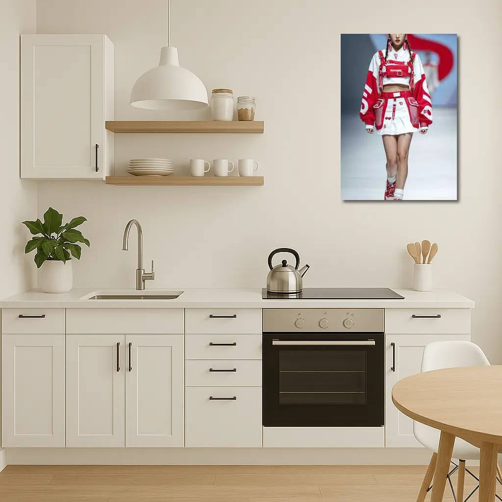 Red White Streetwear Fashion Model Runway – Wall Art