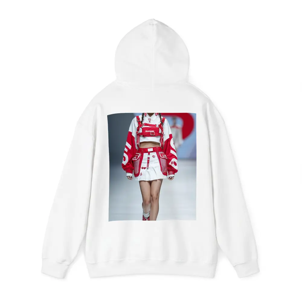 Red White Streetwear Fashion Model Runway – Hoodies