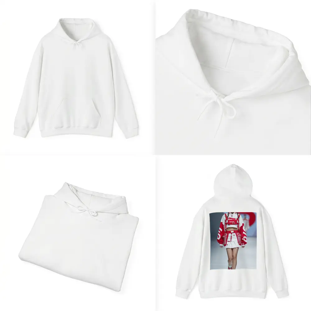Red White Streetwear Fashion Model Runway – Hoodies