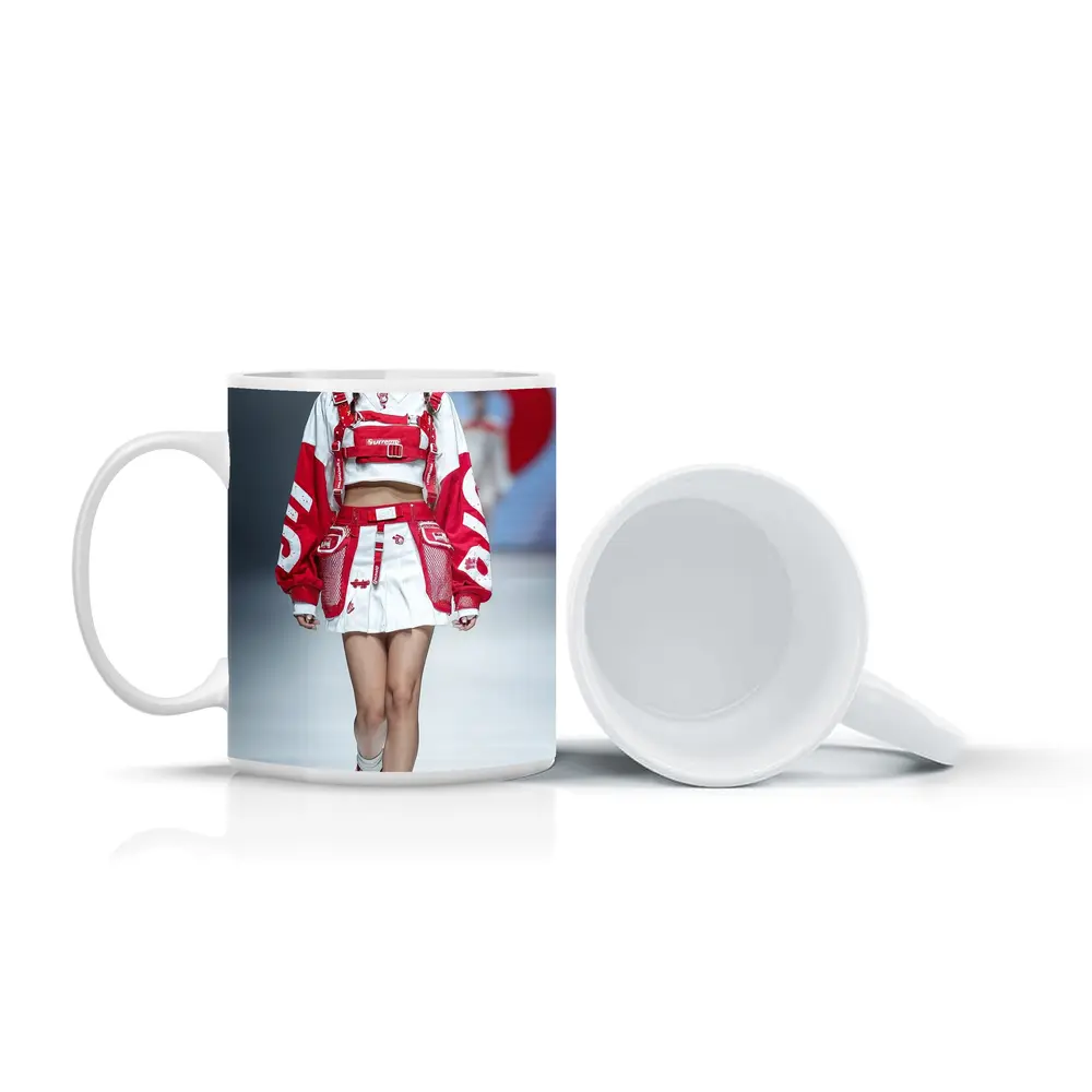 Red White Streetwear Fashion Model Runway – Mugs
