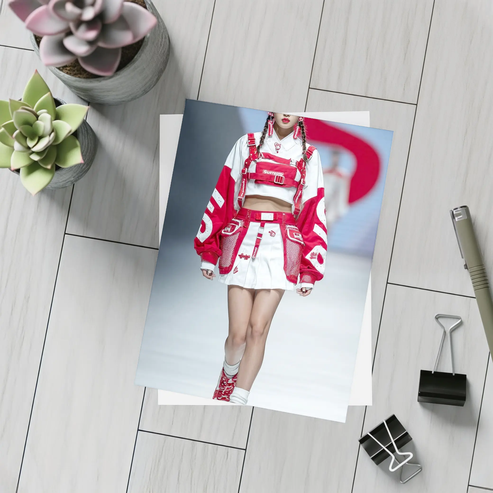 Red White Streetwear Fashion Model Runway – Postcards
