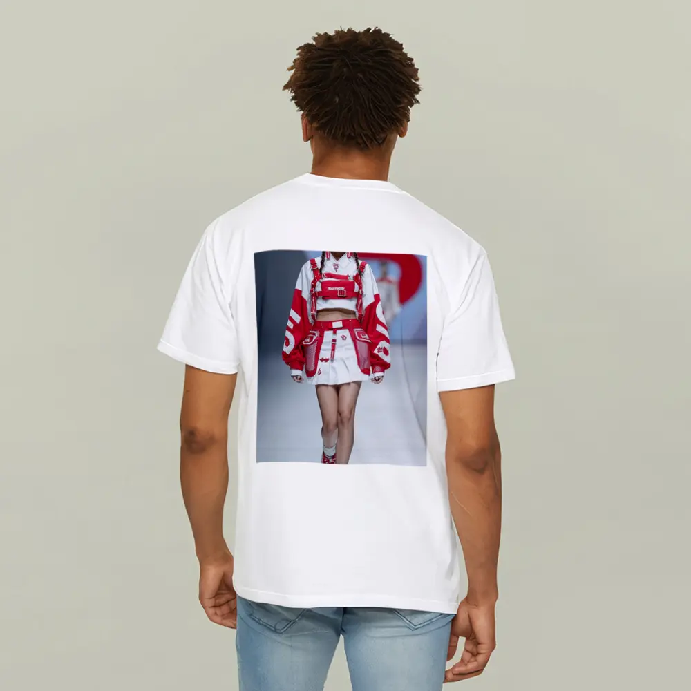 Red White Streetwear Fashion Model Runway – T-Shirts