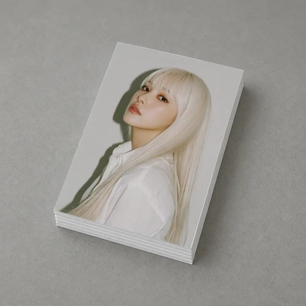 Platinum Blonde Hair Woman White Background Portrait – Postcards