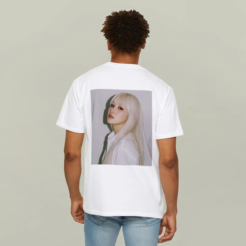 Platinum Blonde Hair Woman White Background Portrait – T-Shirts