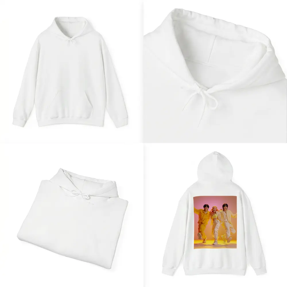 K-Pop Group Dancing Yellow Pink Background – Hoodies