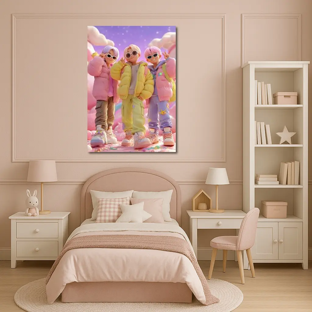 Pastel K-Pop Boys Candy Fantasy World – Wall Art
