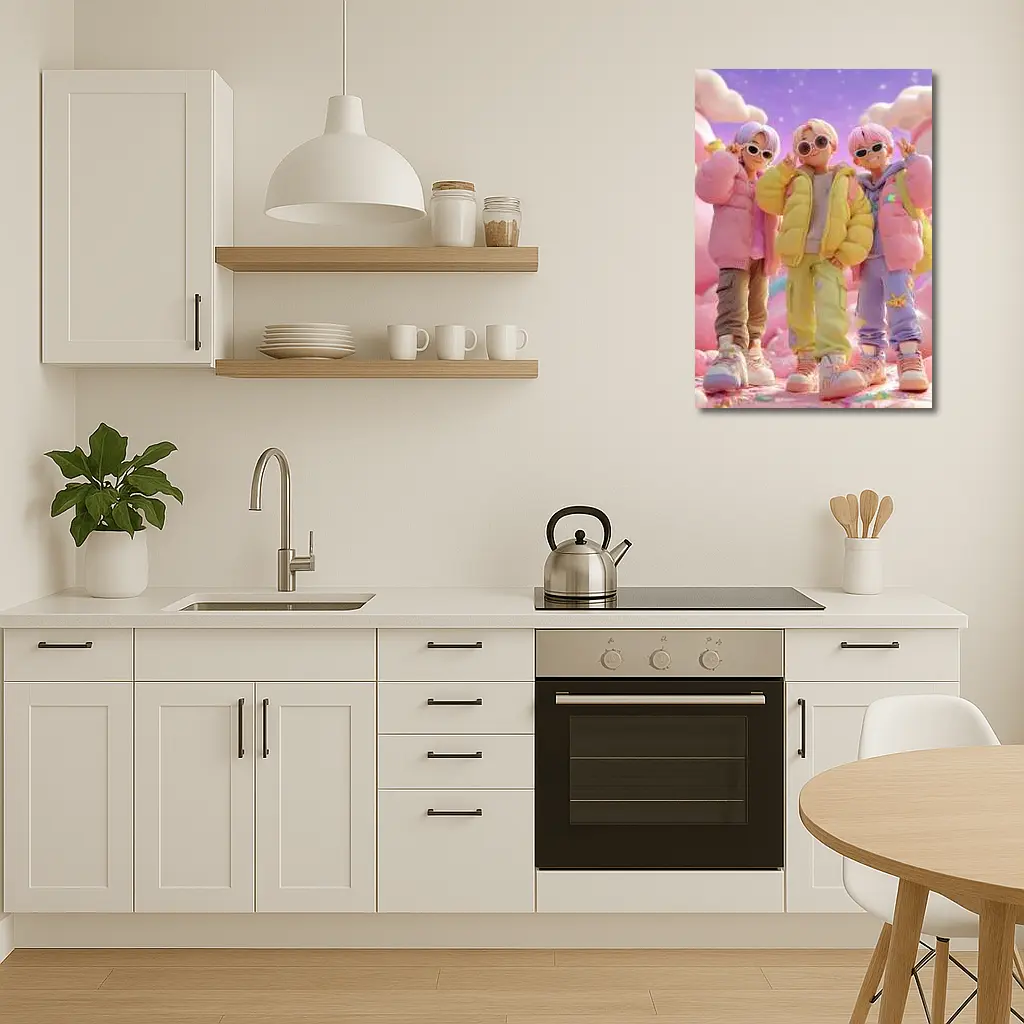 Pastel K-Pop Boys Candy Fantasy World – Wall Art