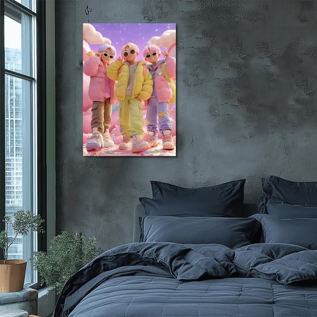 Pastel K-Pop Boys Candy Fantasy World – Wall Art