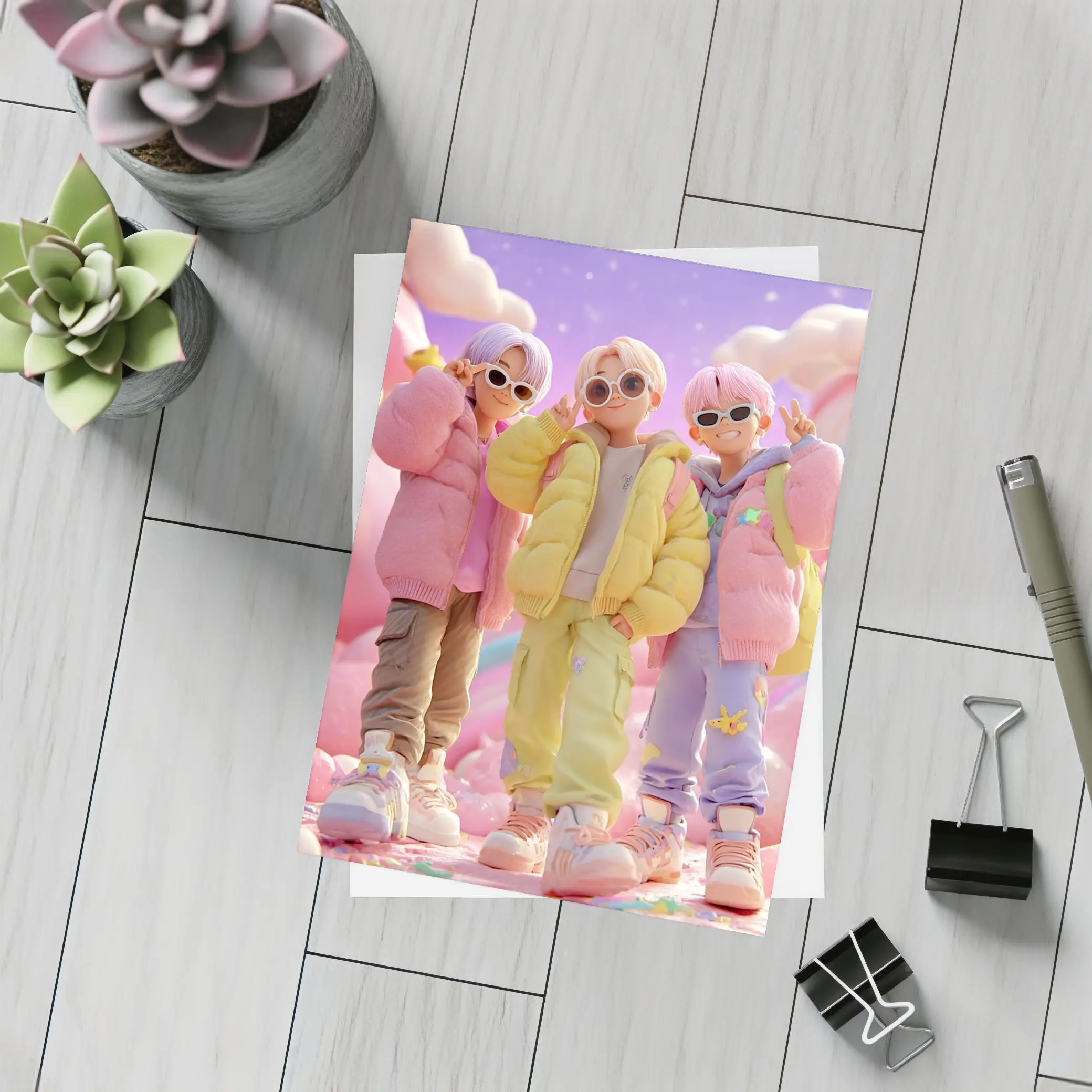 Pastel K-Pop Boys Candy Fantasy World – Postcards