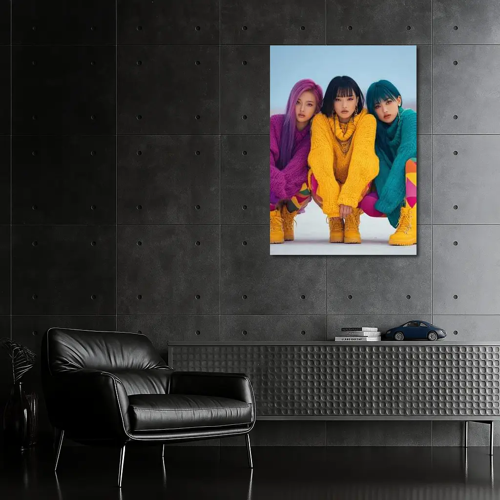 Three K-Pop Girls Colorful Sweaters Winter – Wall Art