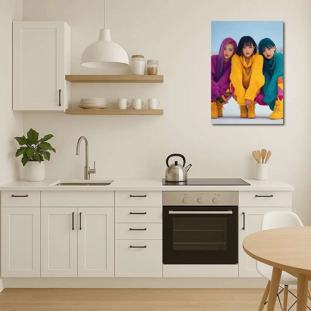 Three K-Pop Girls Colorful Sweaters Winter – Wall Art