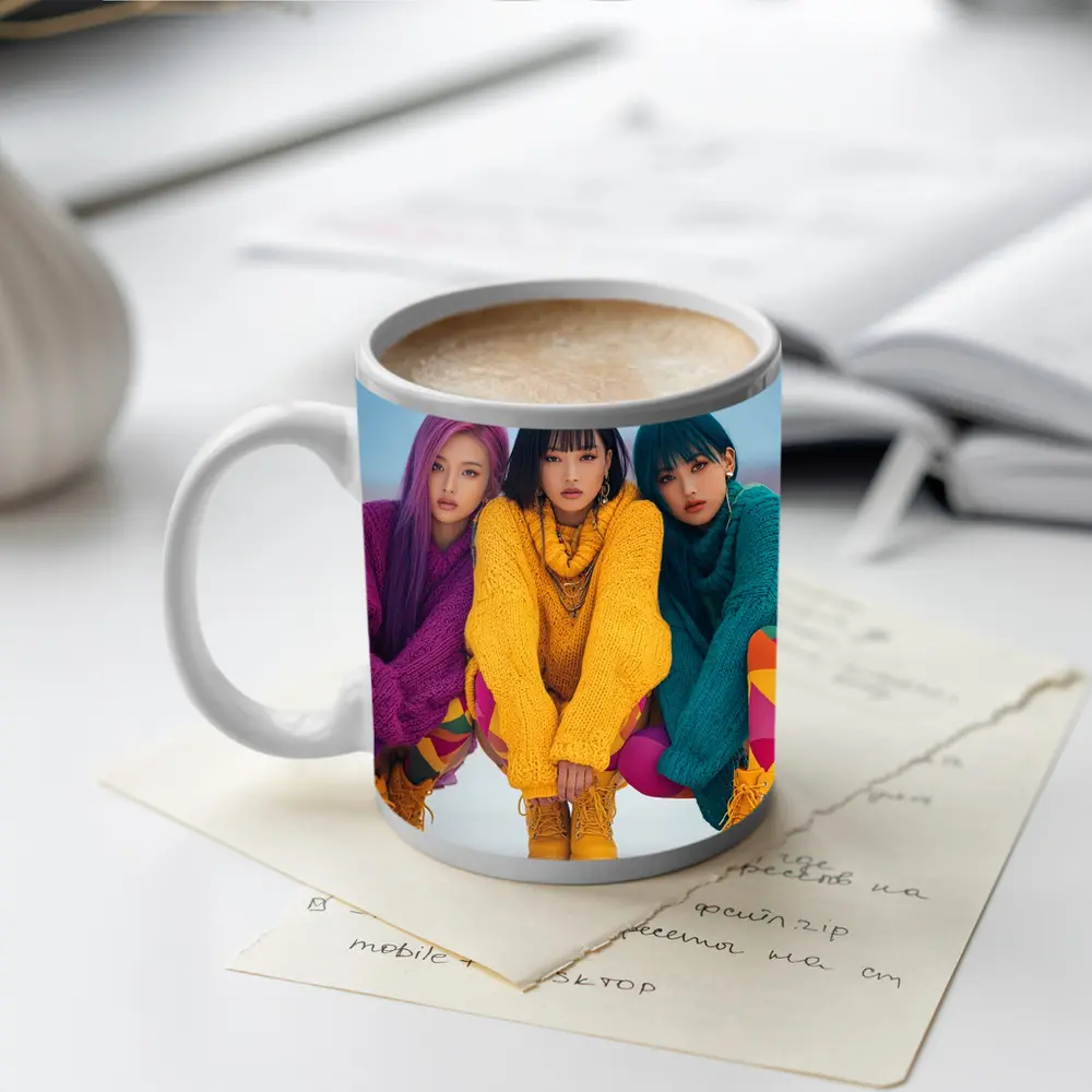 Three K-Pop Girls Colorful Sweaters Winter – Mugs