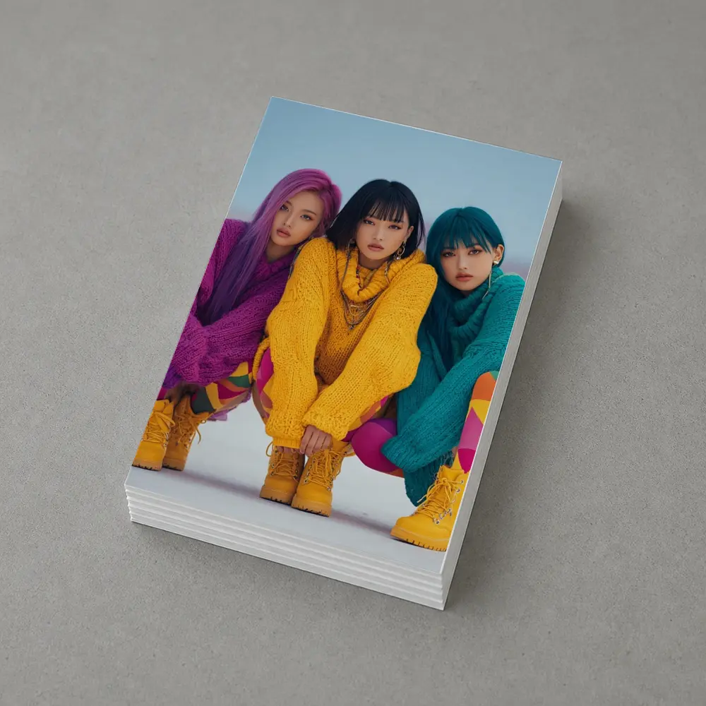 Three K-Pop Girls Colorful Sweaters Winter – Postcards
