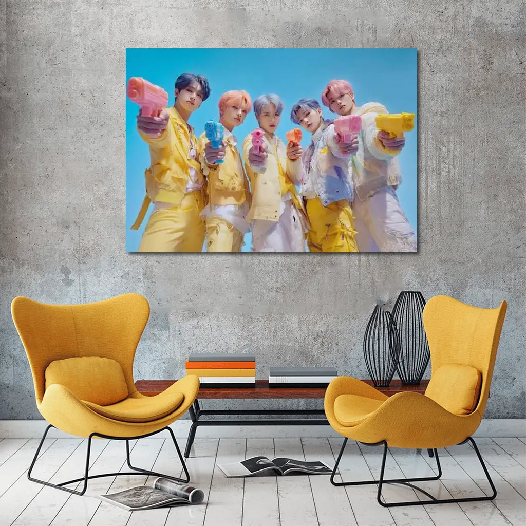 K-Pop Group Yellow Outfits Blue Sky – Wall Art
