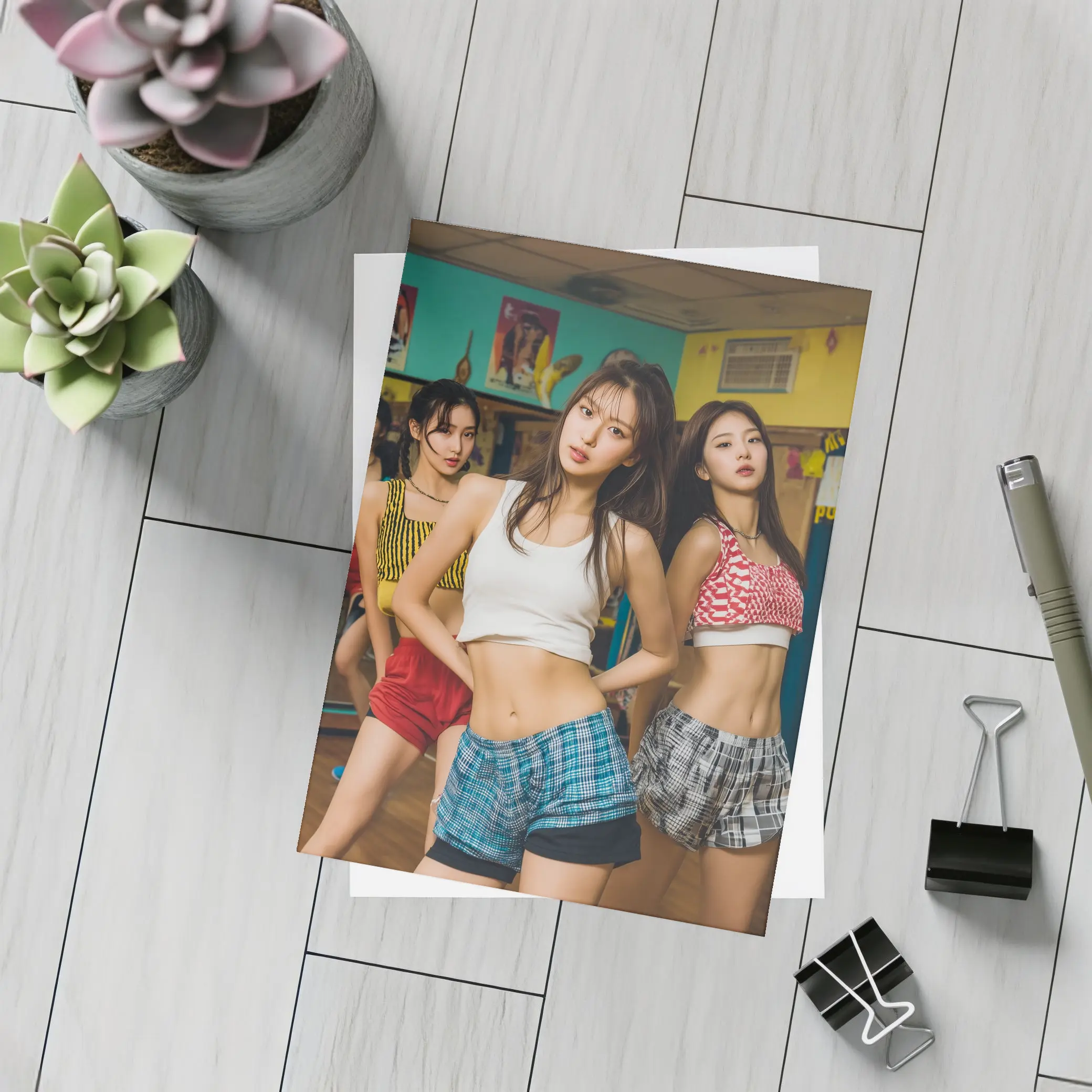 K-Pop Girls Dancing in Colorful Studio – Postcards