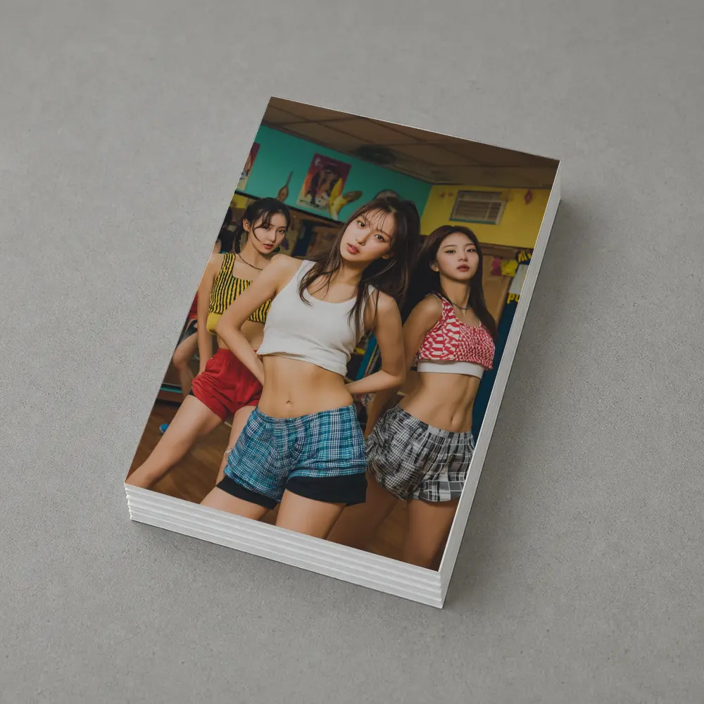 K-Pop Girls Dancing in Colorful Studio – Postcards