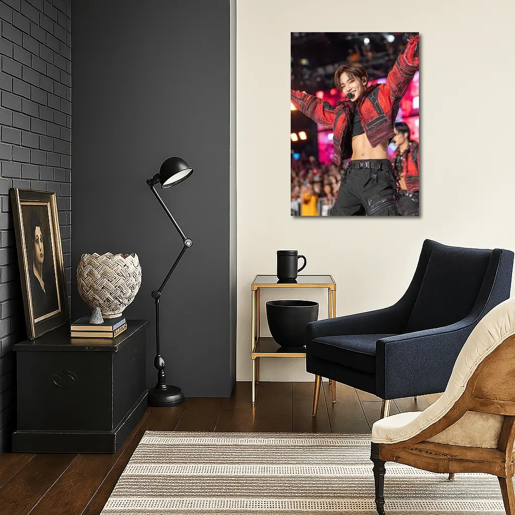 K-Pop Performer Red Jacket Concert Stage – Wall Art