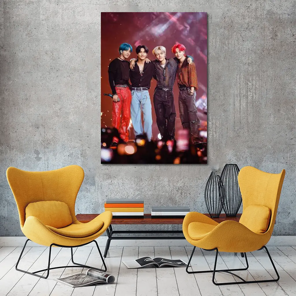 K-Pop Boy Group Concert Stage Red Background – Wall Art