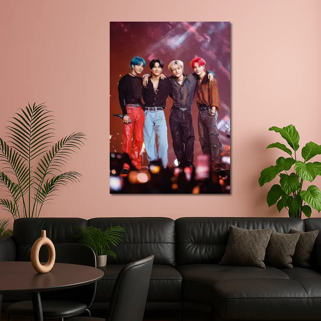 K-Pop Boy Group Concert Stage Red Background – Wall Art